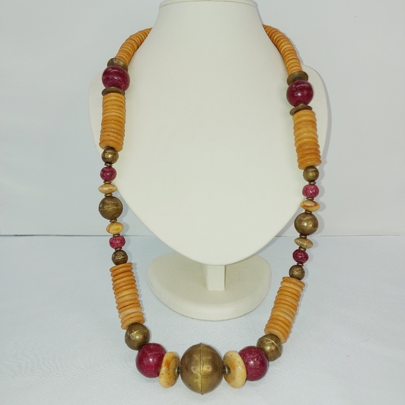 * hand crafted Multi Color Wood Bead single Strand N - Picture 2 of 6